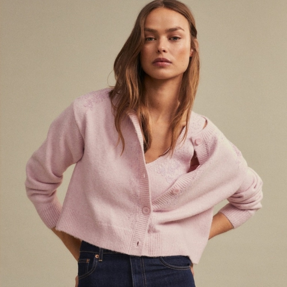 Mango Soft Pink Knit Wool Sweater